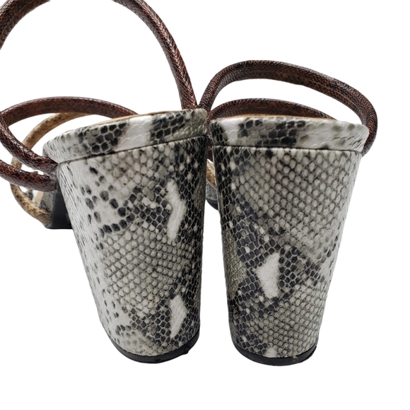 C Comfort | Brown Gray Vegan Leather Snake Print Slip On Block Heels Women's 10 - Picture 4 of 13